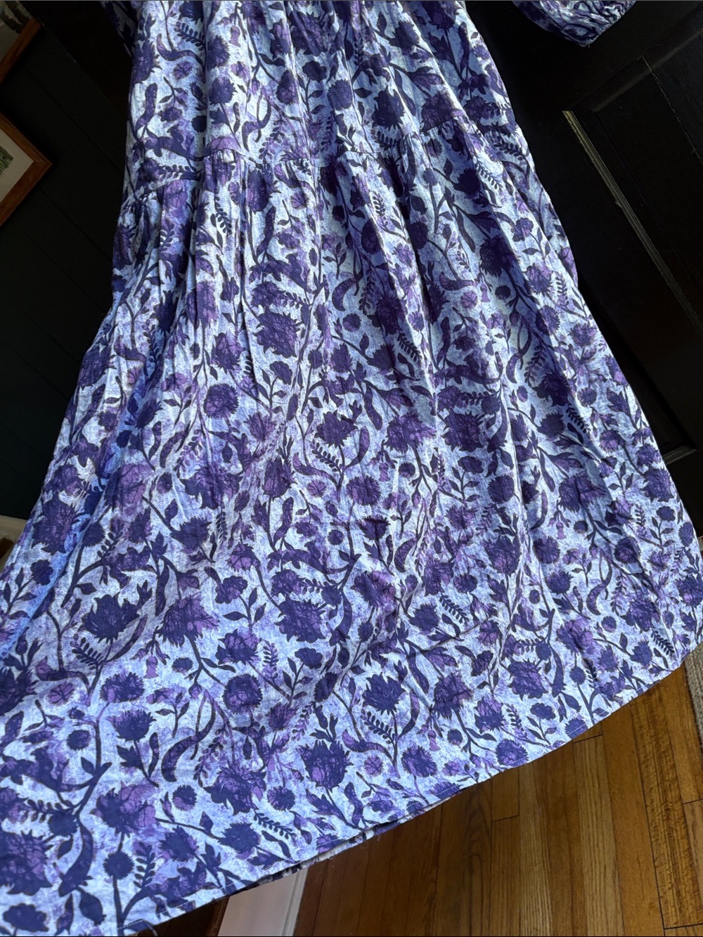Universal Thread Blue Floral Maxi Dress with Puff 3/4 length Sleeves - Picture 10 of 14